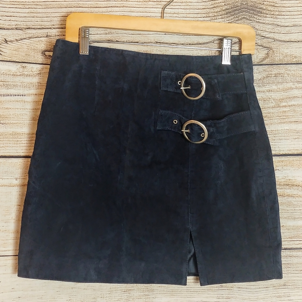 Blank NYC blue suede leather mini-skirt 27 not sur